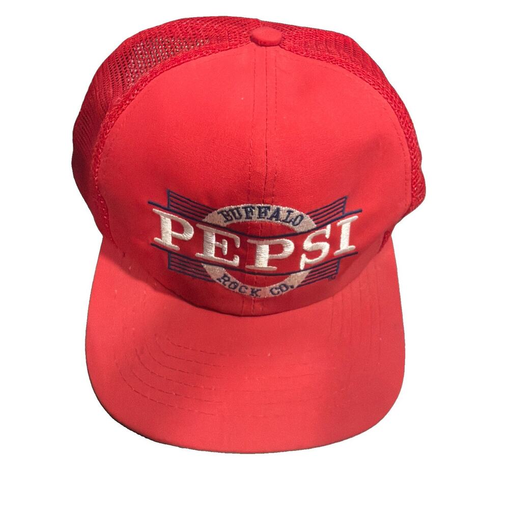 Vintage 90s Pepsi Cola Trucker Hat Red Mesh Snapback Gold Medal Headwear D